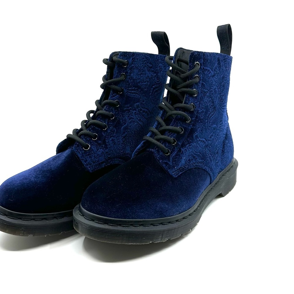 Dr. Martens Blue Velvet Brocade Boots size 8